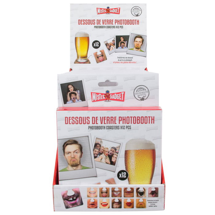 Mister Gadget Juego De 12 Posavasos Cómicos Con Muesca Para Encajar Vaso Colección Jeux Alcohol 9x9 cm