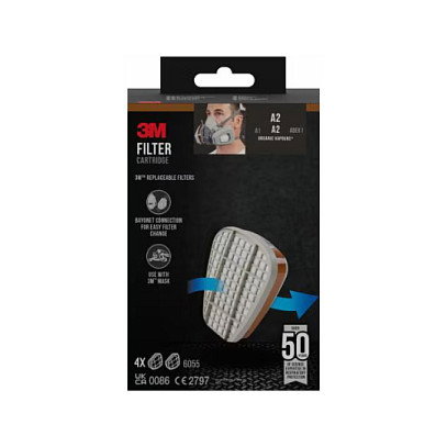3M 6055 Cartucho de repuesto A2, 4 pares