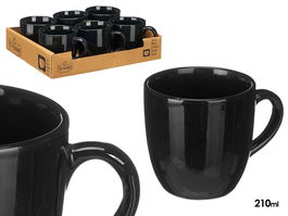 Vessia Taza Cafe Con Leche Negro 210 ml Ceramica Loza 11x8x8cm (Set de 24)