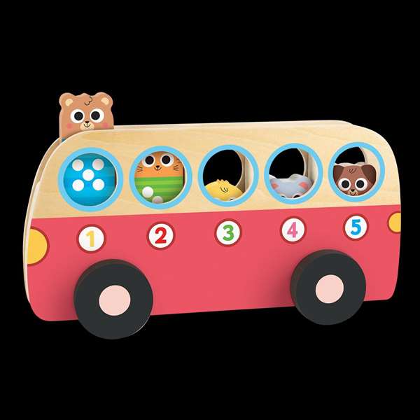 Goula Juego Educativo 1 to 5 Bus de Madera con 5 Animales para Colocar - Juguete para Niños +18 Meses
