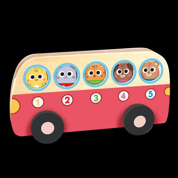 Goula Juego Educativo 1 to 5 Bus de Madera con 5 Animales para Colocar - Juguete para Niños +18 Meses