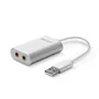 Lindy 42926 Convertidor de Audio USB Tipo A a 3.5 mm para Ordenador, Color Plata y Blanco