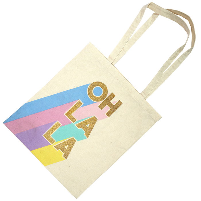 The Concept Factory Bolsa Tote Bag "Oh La La" Colección Rainbow - Algodón con detalles dorados The Concept Factory Bolsa Tote Bag "Oh La La" Colección Rainbow - Algodón con detalles dorados