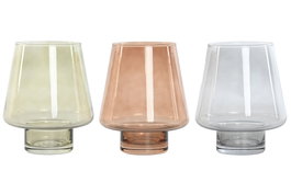 DKD Home Decor Set de 3 Jarrones de Cristal Verde, Ámbar y Azul