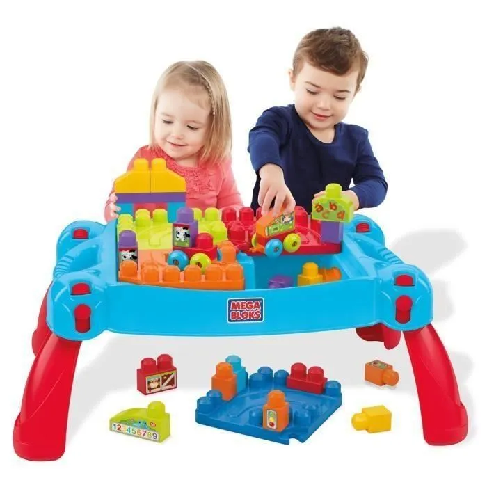 Mega Bloks Mesa 3 en 1 First Builders para Construcción con Almacenamiento y Transporte