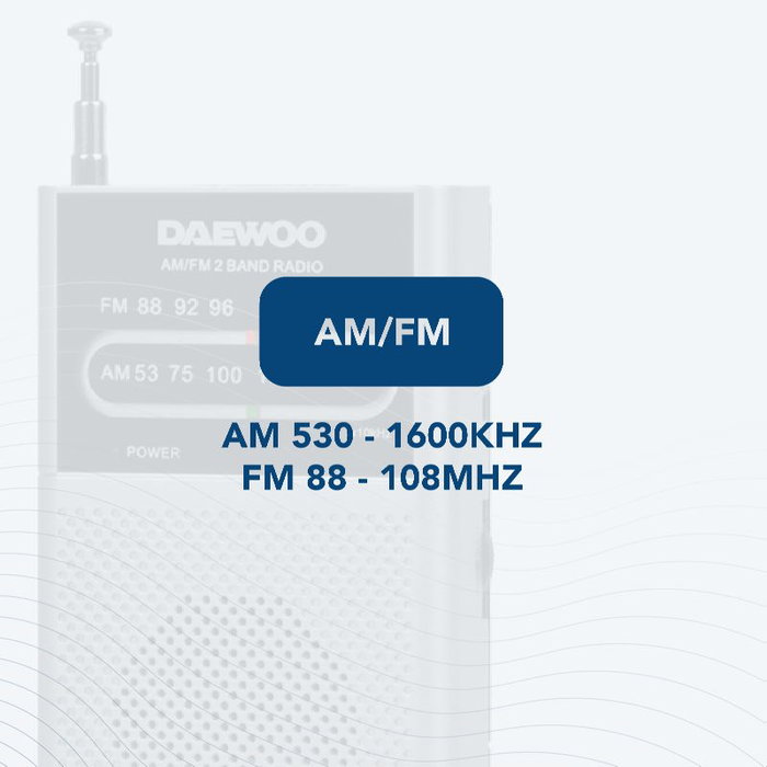 DAEWOO Radio AM/FM Portátil con Altavoz, Incluye Auriculares, Color Plata DAEWOO Radio AM/FM Portátil con Altavoz, Incluye Auriculares, Color Plata