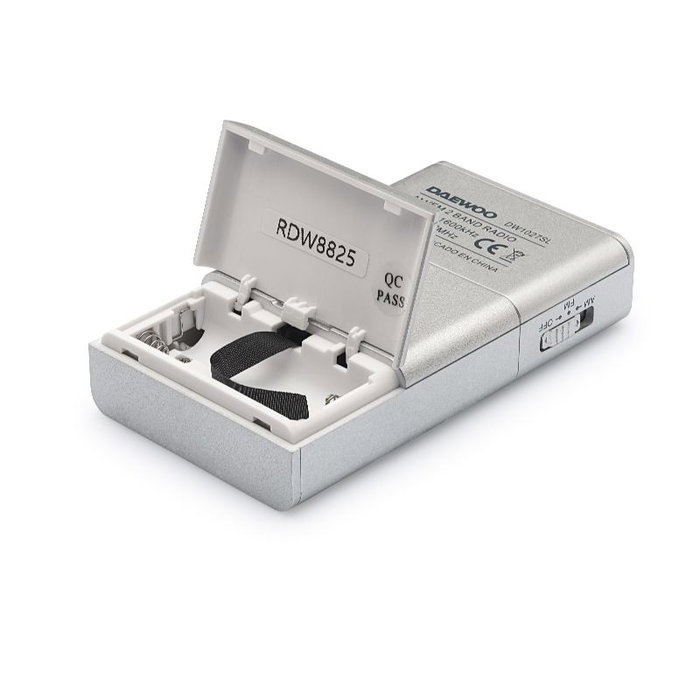 DAEWOO Radio AM/FM Portátil con Altavoz, Incluye Auriculares, Color Plata