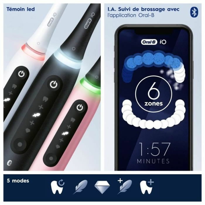Oral-B iO 5 Pack de 2, cepillos de dientes eléctricos en blanco y negro Oral-B iO 5 Pack de 2, cepillos de dientes eléctricos en blanco y negro