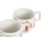DKD Home Decor Set de Café Coral 4 Piezas de Dolomita y Metal