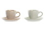 DKD Home Decor Conjunto de taza y platillo de Gres Greature 1, 90ml, Surtido de 2 unidades