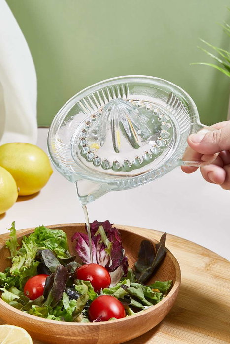 Hermia Exprimidor de Limón de Vidrio Transparente - Herramienta de Cocina para Exprimir Cítricos