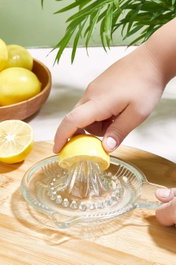 Hermia Exprimidor de Limón de Vidrio Transparente - Herramienta de Cocina para Exprimir Cítricos