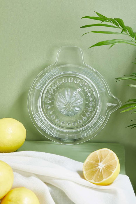 Hermia Exprimidor de Limón de Vidrio Transparente - Herramienta de Cocina para Exprimir Cítricos