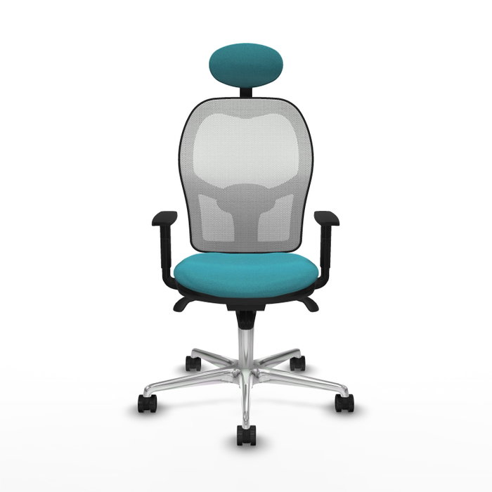 PIQUERAS Y CRESPO Silla de oficina Jorquera con mecanismo Sincro, Tela Turquesa y Malla Blanca PIQUERAS Y CRESPO Silla de oficina Jorquera con mecanismo Sincro, Tela Turquesa y Malla Blanca