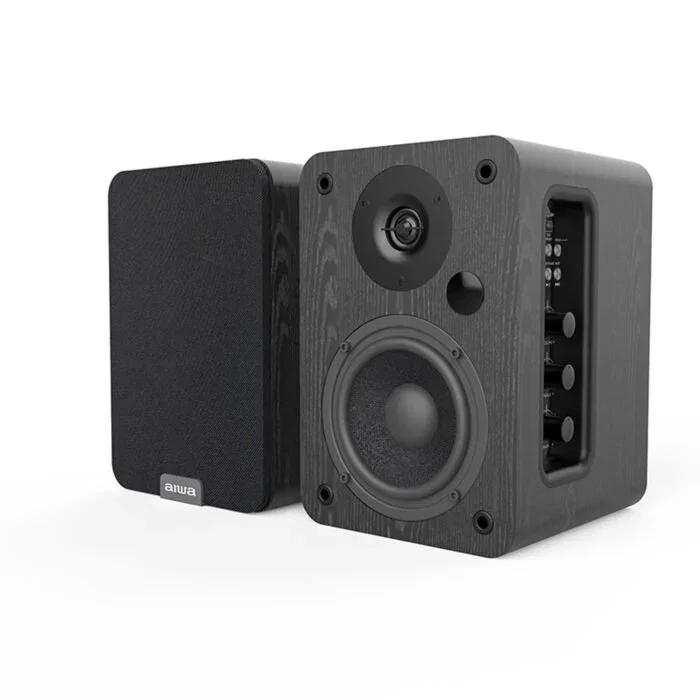 Aiwa ASP-A200 Altavoces Estéreo 2.0 Inalámbricos con Bluetooth 5.0, 25W RMS, para Mesa, Rango de Frecuencia 40-20000 Hz, Color Negro