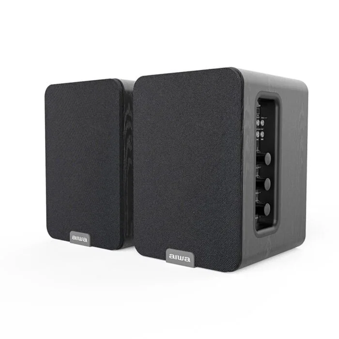 Aiwa ASP-A200 Altavoces Estéreo 2.0 Inalámbricos con Bluetooth 5.0, 25W RMS, para Mesa, Rango de Frecuencia 40-20000 Hz, Color Negro