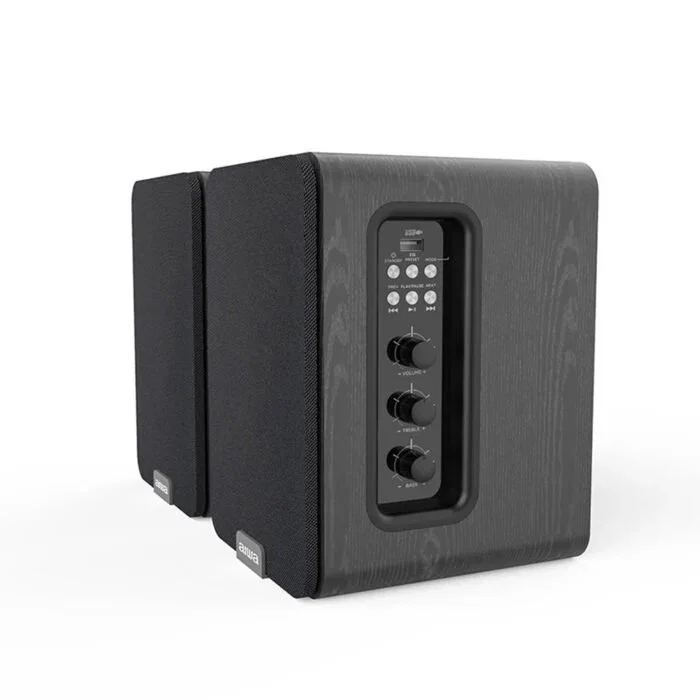 Aiwa ASP-A200 Altavoces Estéreo 2.0 Inalámbricos con Bluetooth 5.0, 25W RMS, para Mesa, Rango de Frecuencia 40-20000 Hz, Color Negro