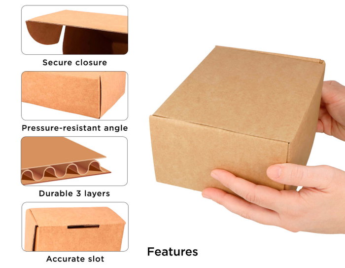 Innspiro Pack de 25 cajas de cartón Kraft automontables 187x137x84mm