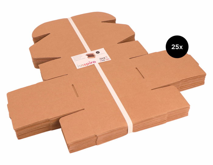Innspiro Pack de 25 cajas de cartón Kraft automontables 187x137x84mm