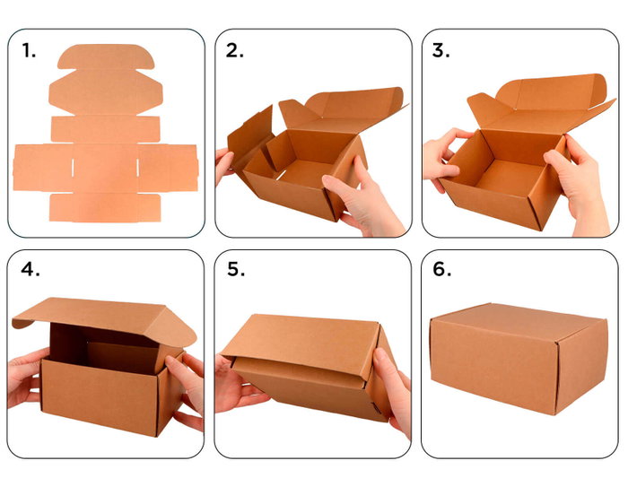 Innspiro Pack de 25 cajas de cartón Kraft automontables 187x137x84mm