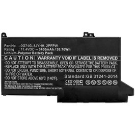 CoreParts Batería para Portátil Li-Polymer 38.76Wh 11.4V 3400mAh para Dell Latitude 12 5300, 7280, 7300
