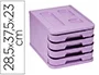 Faibo Fichero de Sobremesa Plástico Reciclable 4 Cajones Violeta Pastel 28,5x37,5x23 cm