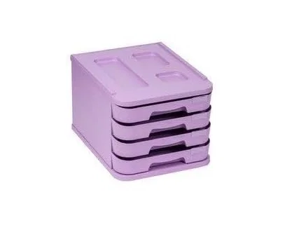 Faibo Fichero de sobremesa con 4 cajones violeta pastel