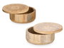 Giftdecor Caja Redonda Tapa Om Surtidos Colores Madera Mango Blanco Natural 18x18x8 cm (Set de 6)