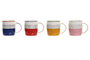 DKD Home Decor Taza Azul Rojo Porcelana New Bone 365ml Apta Microondas Lavavajillas Pack 12 Unidades 11.5 x 8.3 x 9.5 cm
