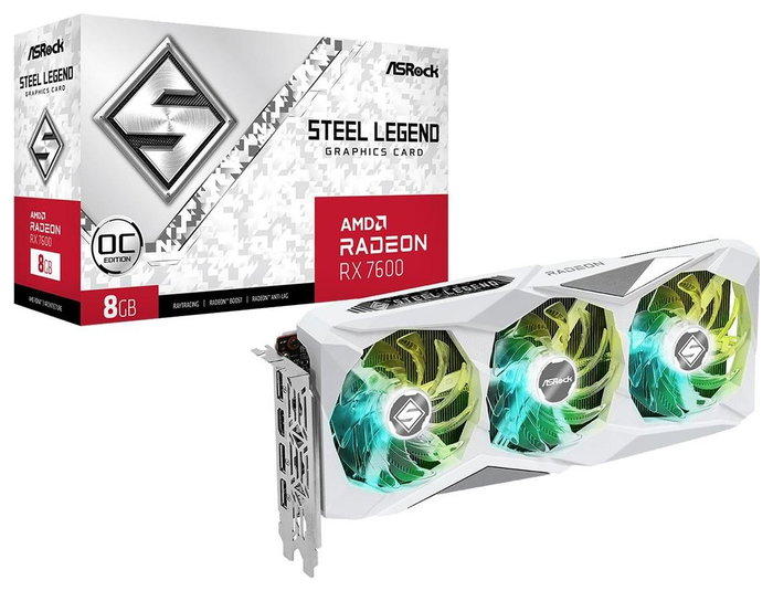 ASRock Radeon RX 7600 Steel Legend OC 8GB GDDR6 Blanco