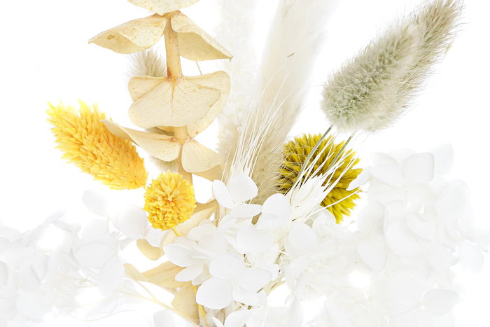 DKD Home Decor Ramo Shabby Amarillo Beige 5 x 23 x 10 cm (6 Unidades) Flor Seca