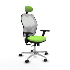 PIQUERAS Y CRESPO Silla de oficina Jorquera con mecanismo Sincro/Traslack, color Pistacho y Blanco