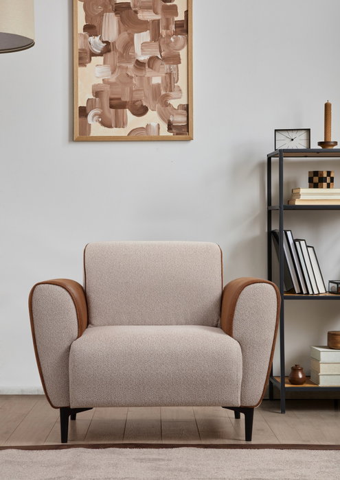 Atelier Del Sofa Sofá 1 Plaza Beige y Canela 100x85x85 cm Atelier Del Sofa Sofá 1 Plaza Beige y Canela 100x85x85 cm