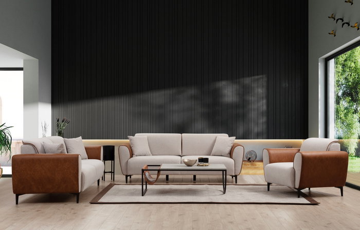 Atelier Del Sofa Sofá 1 Plaza Beige y Canela 100x85x85 cm Atelier Del Sofa Sofá 1 Plaza Beige y Canela 100x85x85 cm
