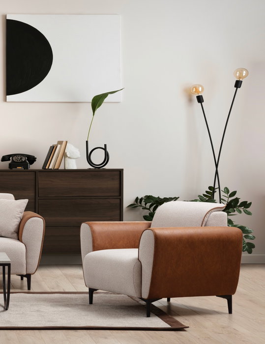 Atelier Del Sofa Sofá 1 Plaza Beige y Canela 100x85x85 cm Atelier Del Sofa Sofá 1 Plaza Beige y Canela 100x85x85 cm