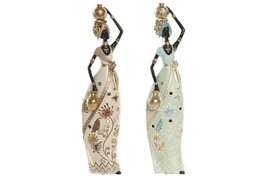 DKD Home Decor Figuras de Resina de Estilo Africano (Pack de 2)