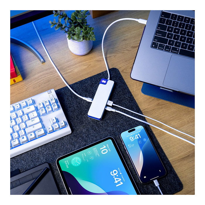 Targus HyperDrive Flex HD4102BUGL Hub USB-C de 8 puertos, Azul y Blanco