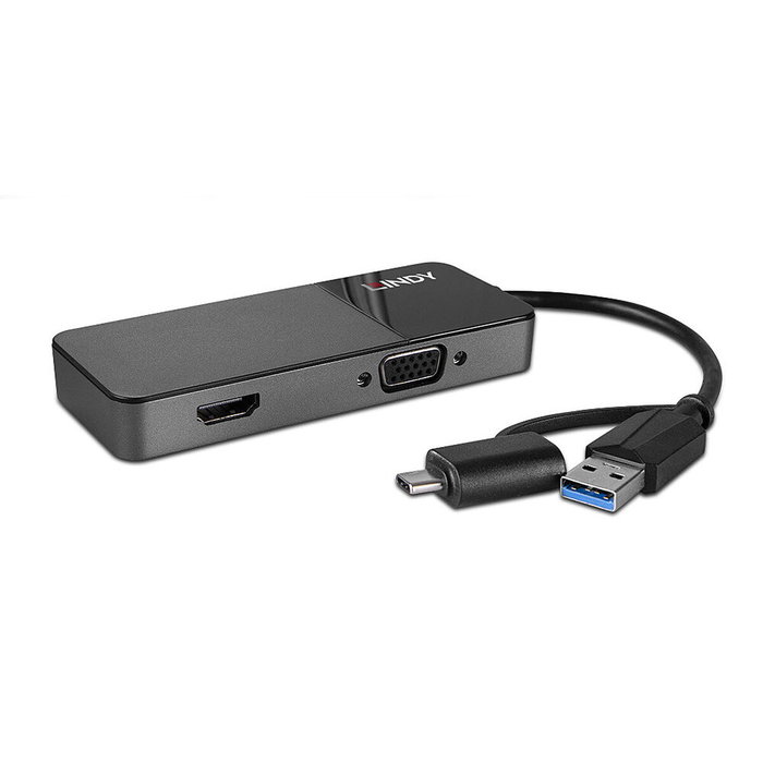 Lindy 43354 Hub USB 3.2 Gen 1 (3.1 Gen 1) con Puerto Type-A y Type-C, Negro Lindy 43354 Hub USB 3.2 Gen 1 (3.1 Gen 1) con Puerto Type-A y Type-C, Negro