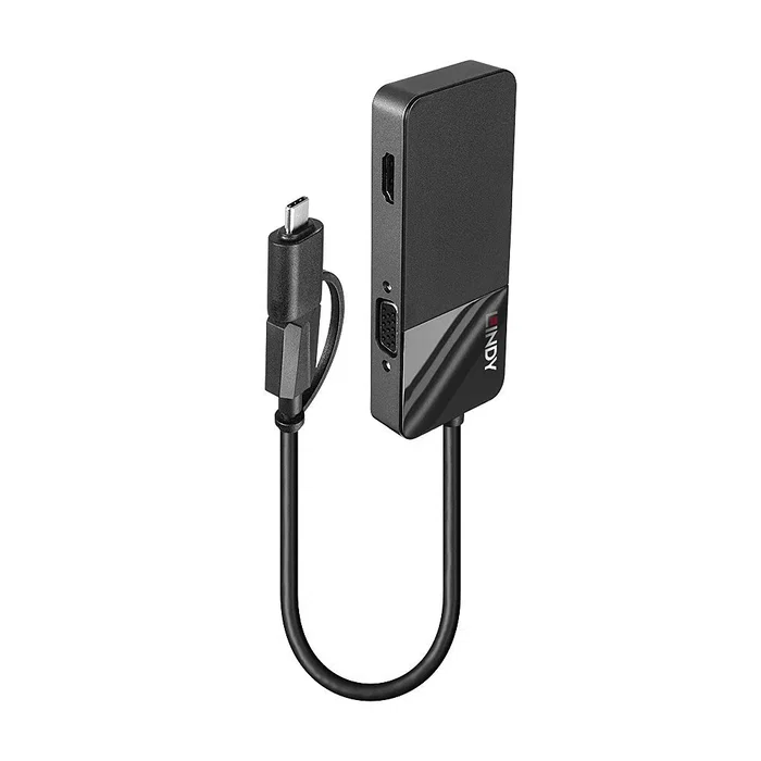Lindy 43354 Hub USB 3.2 Gen 1 Replicador de Puertos con HDMI 1.4, VGA, Tipo A y Tipo C, Color Negro