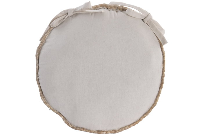 DKD Home Decor Cojín de Silla Redondo de Yute y Algodón Marrón 40x40x4 cm
