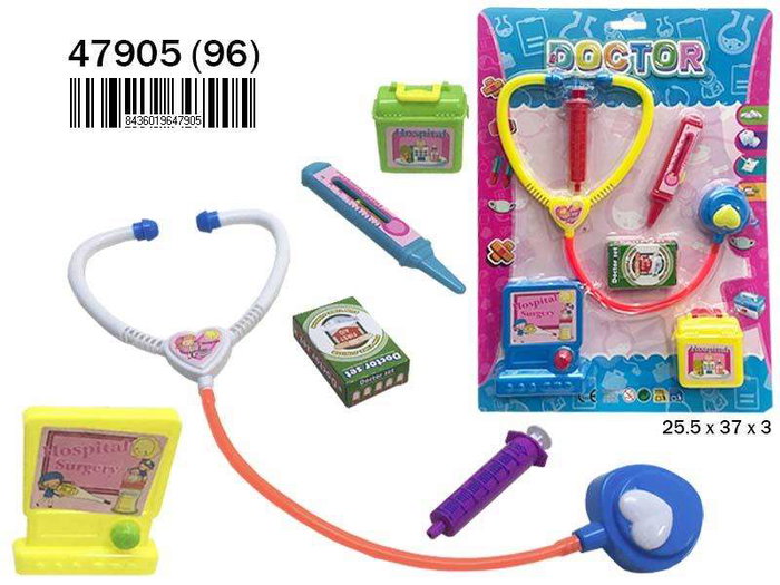 Rama Blister Doctor Set con accesorios surtidos para +3 años, idiomas ES/EN/FR/PT, 25.5x37x3 cm