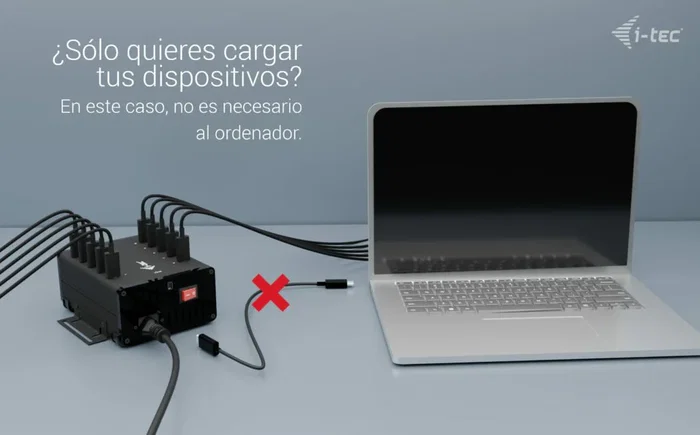 i-tec CACHRGHUB10C HUB de Carga y Datos 10 en 1 con 10 Puertos USB-C, Carga Rápida de 15W, Transferencia 5Gbps, Plug & Play, Negro
