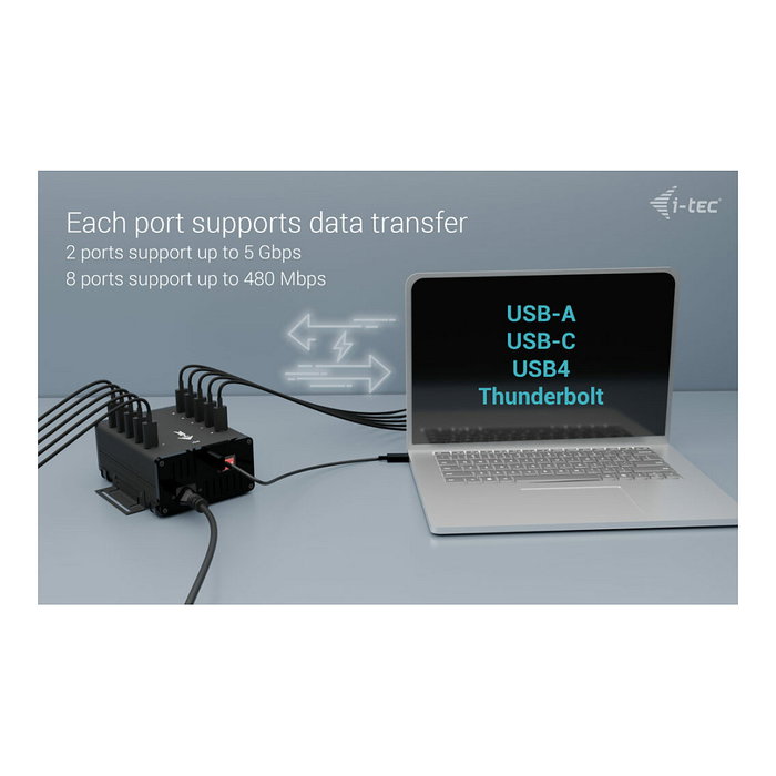 I-tec Hub de carga y datos 10 en 1 con 10 puertos USB-C Negro I-tec Hub de carga y datos 10 en 1 con 10 puertos USB-C Negro