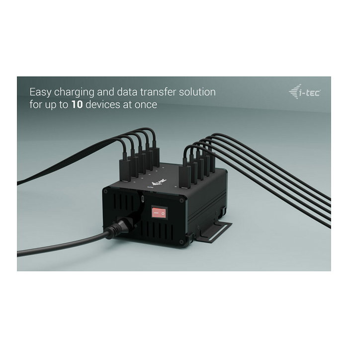 I-tec Hub de carga y datos 10 en 1 con 10 puertos USB-C Negro I-tec Hub de carga y datos 10 en 1 con 10 puertos USB-C Negro