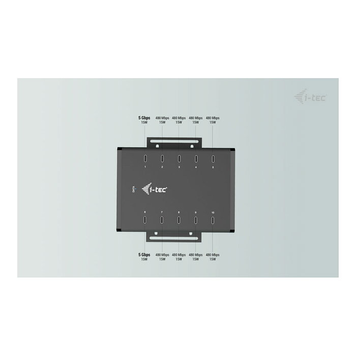 I-tec Hub de carga y datos 10 en 1 con 10 puertos USB-C Negro I-tec Hub de carga y datos 10 en 1 con 10 puertos USB-C Negro