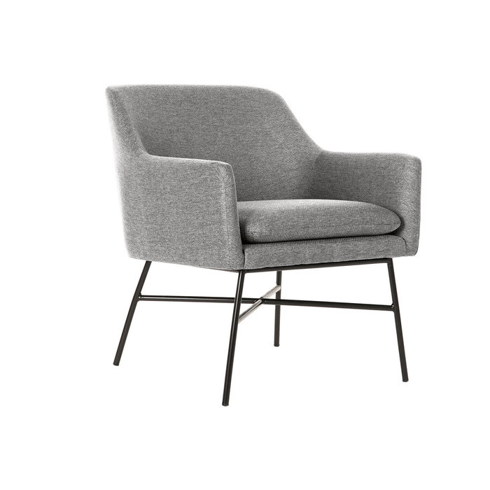 DKD Home Decor Sillón de Poliéster y Metal Gris Claro DKD Home Decor Sillón de Poliéster y Metal Gris Claro
