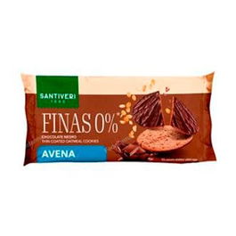 SANTIVERI Galleta Fina 0% Azúcares Añadidos Bañada en Chocolate Negro Avena 88 Gr