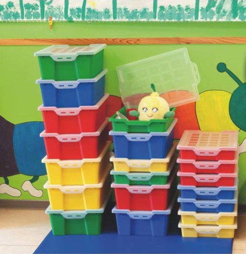 Faibo Caja de almacenaje 787-04 Verde Grande Apilable con Tapa Rectangular 42x31x14.8cm 14L