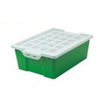 Faibo Caja de almacenaje 787-04 Verde Grande Apilable con Tapa Rectangular 42x31x14.8cm 14L