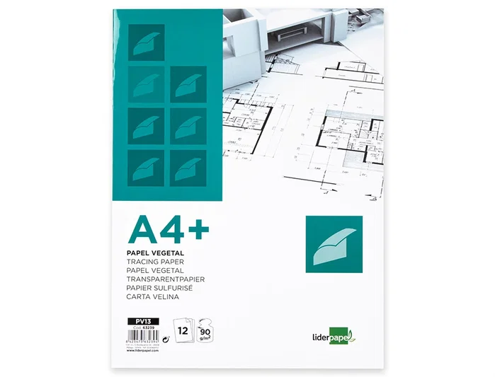 Liderpapel Papel Vegetal A4+ 90 gr 240x320mm Sobre de 12 Hojas Liderpapel Papel Vegetal A4+ 90 gr 240x320mm Sobre de 12 Hojas